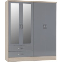 Nevada 4 door wardrobe in grey