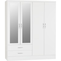 Nevada 4 door wardrobe in white